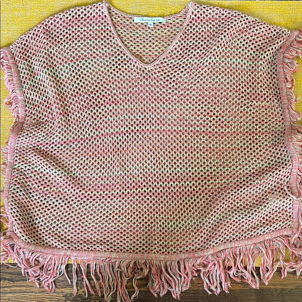 American Rag Pink Knit Fringe Top